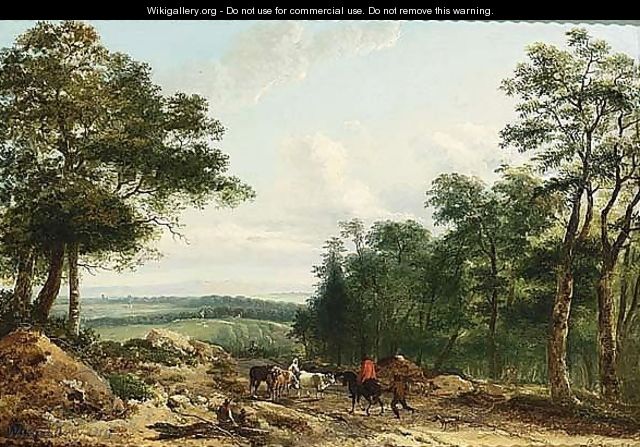 A Wooded Landscape With A - Lazare Bruandet