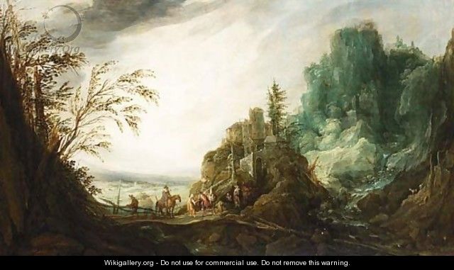 A Rocky Landscape With A - Johannes Tilens