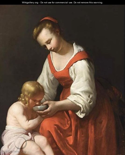 A Mother Feeding Her Child - Reyer van Blommendael