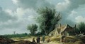 A Landscape With A Horseman And Figures Conversing Before A Farmhouse - Pieter de Neyn