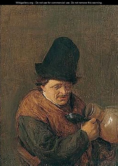 A Peasant Drinking From A Flaggon - Adriaen Jansz. Van Ostade