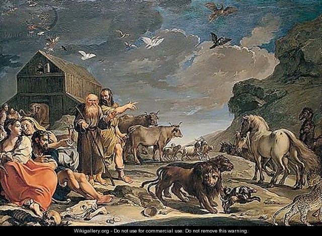 Noah And The Animals Leaving The Ark After The Deluge - Aureliano Milani