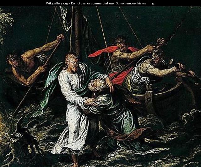 Christ Walking On The Waves - Orazio Farinati