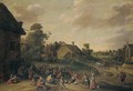 A Landscape With Peasants Merrymaking Outside An Inn - Joost Cornelisz. Droochsloot