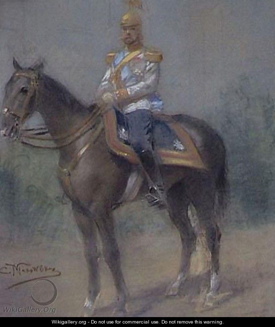 Tsar Nicholas II On Horseback - Konstantin Egorovich Egorovich Makovsky