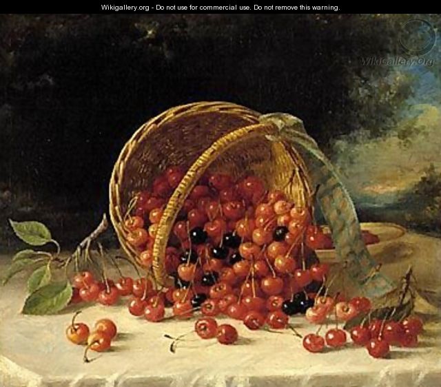 Still Life With Cherries In A Basket - John Francis