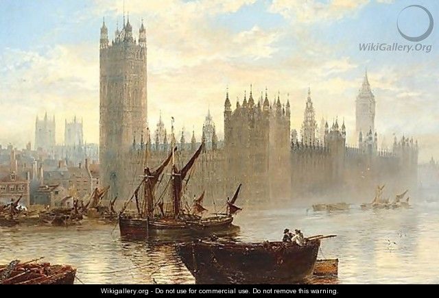 The Houses Of Parliament From The Thames - Claude T. Stanfield Moore