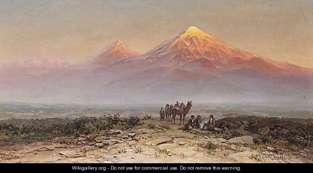 Caravan halt in the caucasus - Ilya Nikolaevich Zankovsky