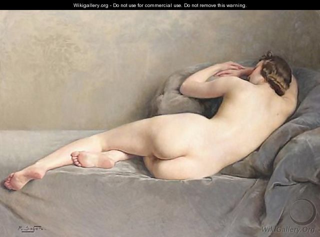Nude on grey sofa - Paul Sieffer