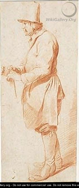 Study of a standing man holding a glass and stick - Gerrit Adriaensz Berckheyde