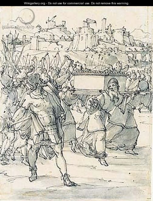 Joshua with the priests carrying the ark around the walls of jericho - (after) Christoph Murer