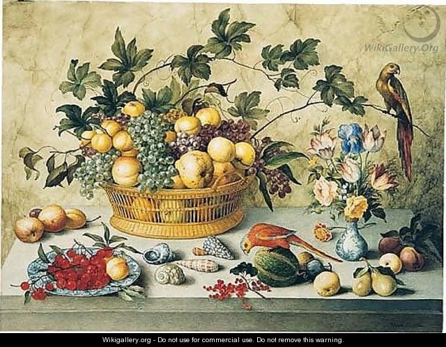 Still Life With A Bowl Of Fruit And Flowers - Emma Desportes