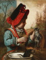 Girl in Bonnet Bathing Kittens - James Jacques Joseph Tissot