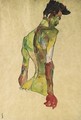 Male Nude in Profile Facing Right - Egon Schiele