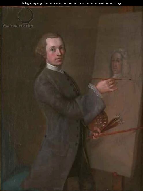 Self Portrait with a Portrait of Prince James Francis Edward Stuart - Cosmo Alexander