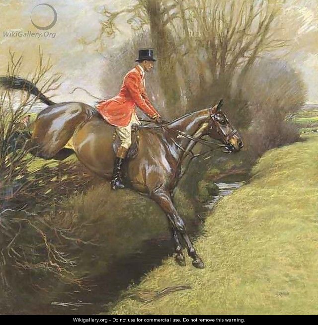 Lt. Col. Ted Lyon Jumping a Hedge - Cecil Charles Aldin