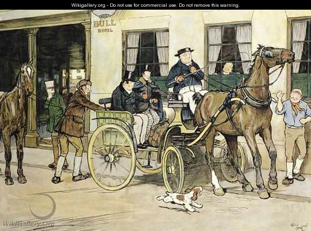 The Pickwickians start from the Bull Hotel at Rochester 2 - Cecil Charles Aldin