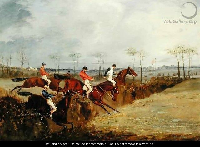 A Steeplechase, Taking a Hedge and Ditch - Henry Thomas Alken