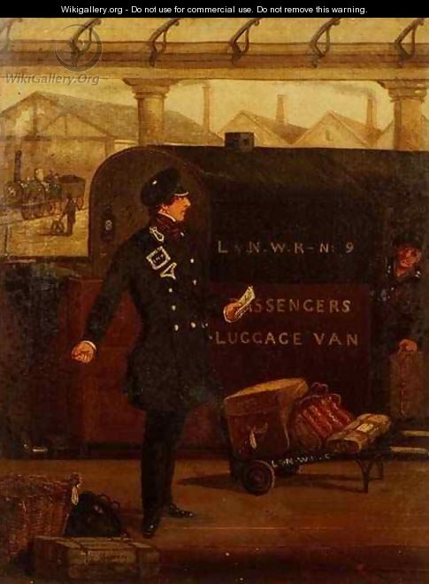 A Guard by a L and N-W. R. Luggage Van - Henry Thomas Alken