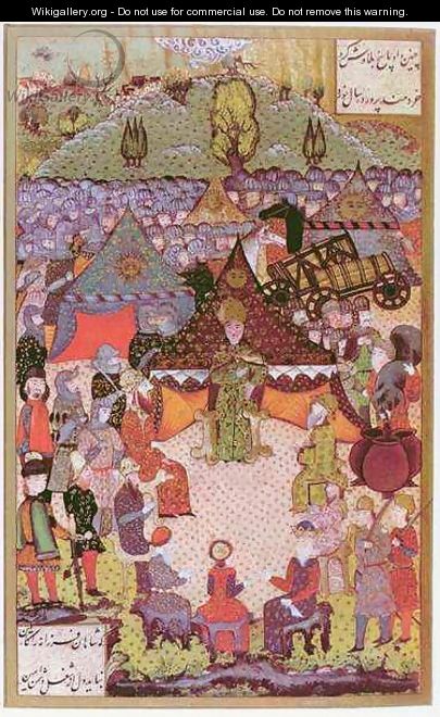 The King of Hungary, Lajos II (1506-26) in council before the battle of Mohacs in 1526 - Beg Ali Amir