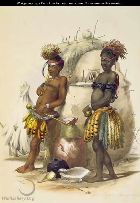 Dabiyaki and Upapazi, Zulu Boys in Dancing Dress - (after) Angas, George French