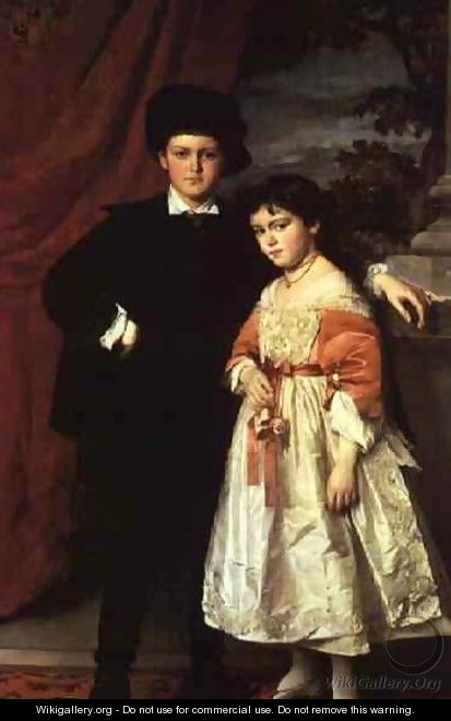 Freiherrn von Seidlers two children, Adolph Wilhelm (b.1860) and Maria Anna (b.1864) - Baron Heinrich von Angeli