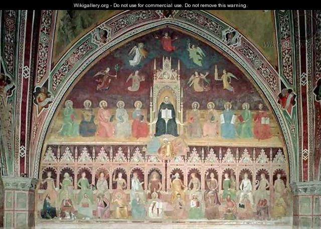 The Triumph of Catholic Doctrine, personified in St. Thomas Aquinas, from the Spanish Chapel - Bonaiuto (Andrea da Firenze) Andrea di