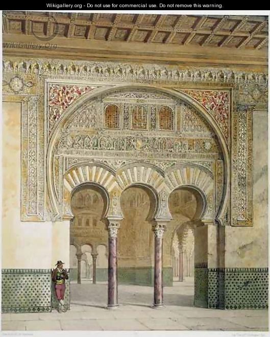 The Gallery of the Court of Lions at the Alhambra, Granada - Leon Auguste Asselineau