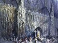 The West Front of Exeter Cathedral, with a Religious Procession in the Foreground - Francis Abel William Taylor Armstrong