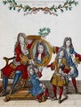 The French Royal Family holding a portrait of Louis XIV - Nicolas Arnoult