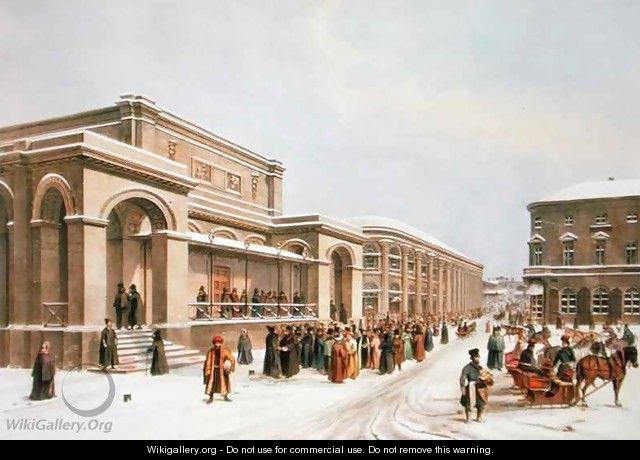The New Stock Exchange and the Arcade in Moscow - (after) Arnout, Louis Jules