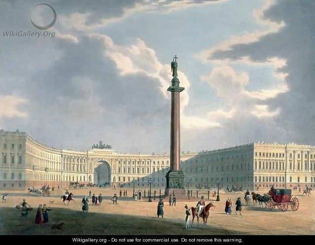 The Alexander Column and the Army Headquarters in St. Petersburg - (after) Arnout, Louis Jules