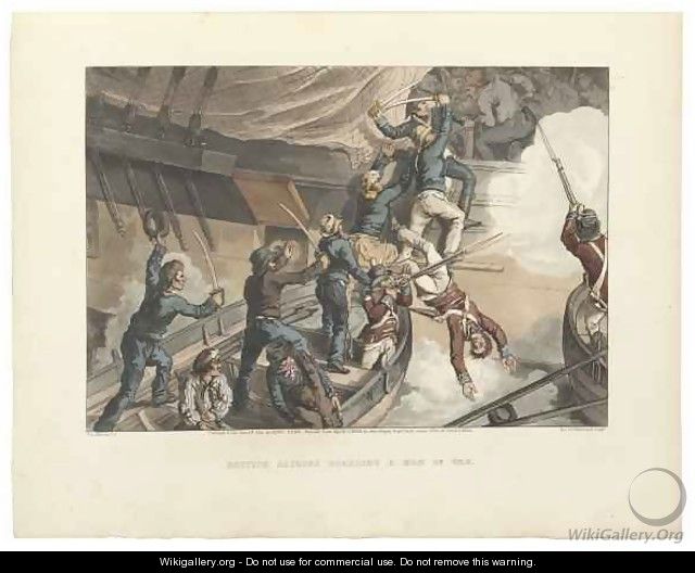 British Sailors Boarding a Man of War - (after) Atkinson, John Augustus