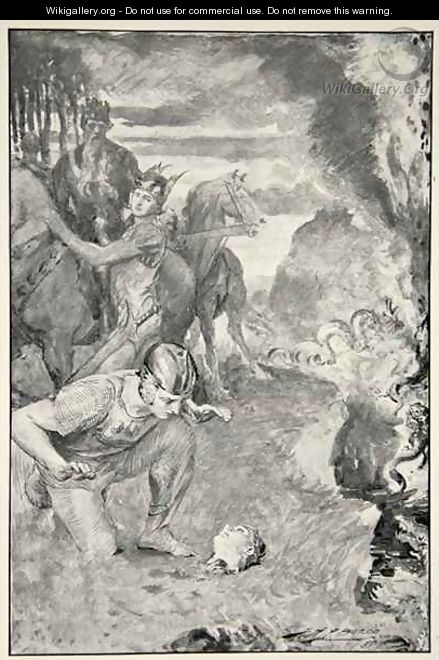Beowulf finds the head of Aschere - (after) Bacon, John Henry Frederick