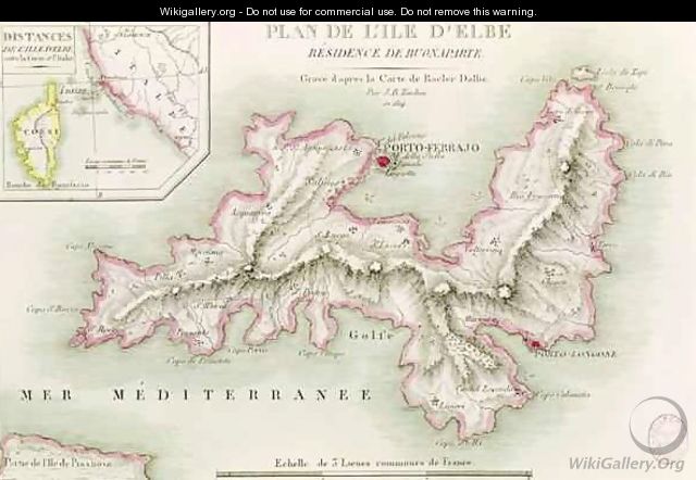 Map of the Island of Elba - (after) Bacler d