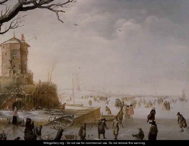 A Winter Scene with Figures on the Ice - Barent Avercamp