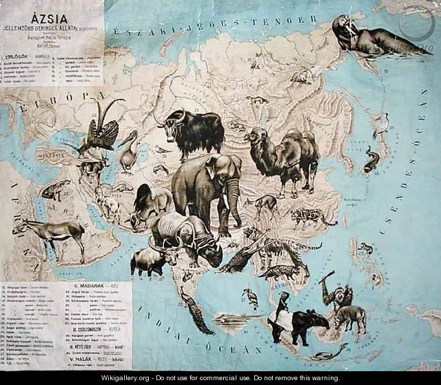 Map of animals in Asia and the Far East - Janos Balint