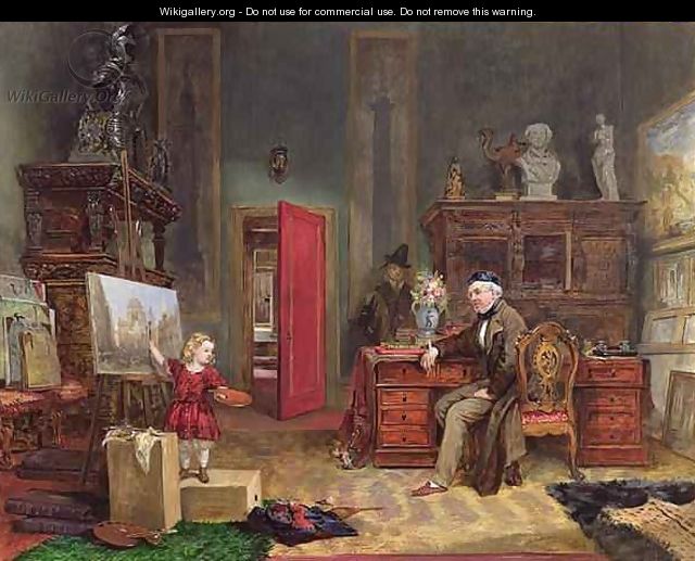 David Roberts (1796-1864) and his granddaughter in his studio - John Ballantyne