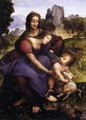 St Anne with the Virgin and the Child Embracing a Lamb - Francesco Melzi