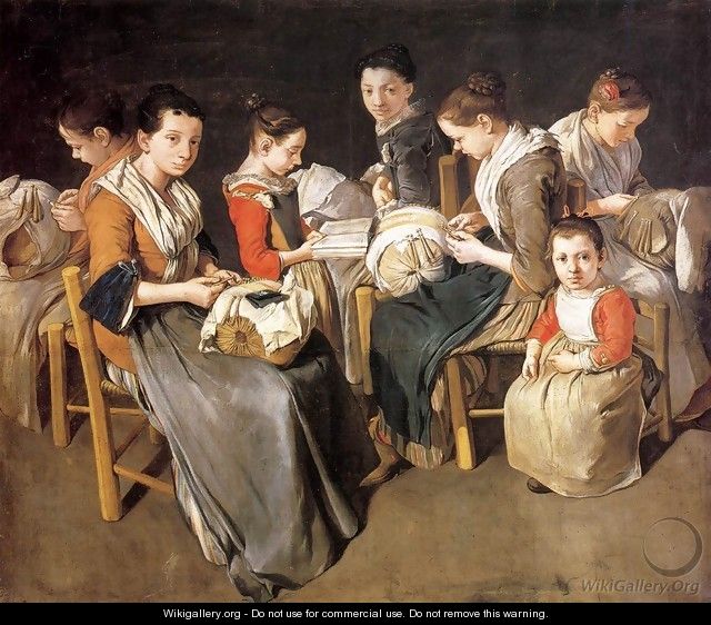 Women Working on Pillow Lace (The Sewing School) - Giacomo Ceruti (Il Pitocchetto)