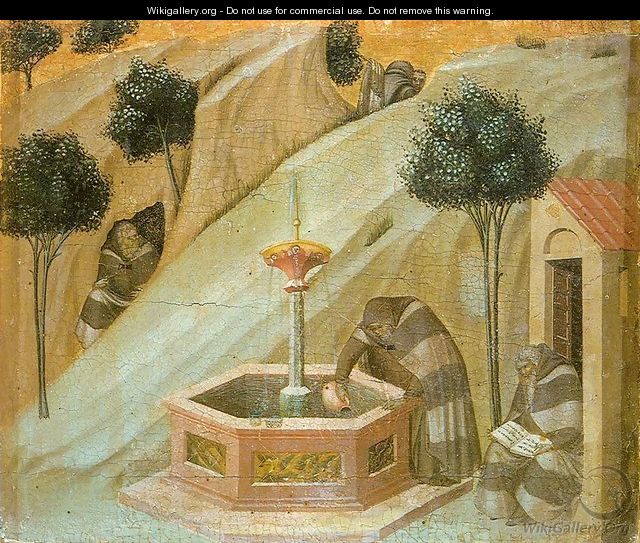 Carmine Altarpiece Carmelites at the Spring of Elijah - Pietro Lorenzetti