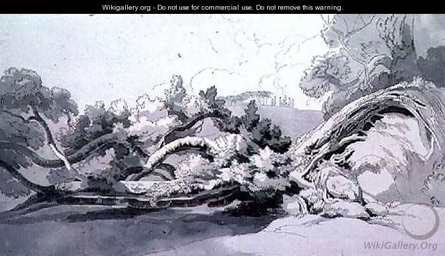 Landscape, with uprooted tree - John White Abbott