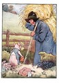 'If you please, Sir', said he, 'will you give me that straw to build a house with', illustration from 'The Three Little Pigs' - Frank Adams