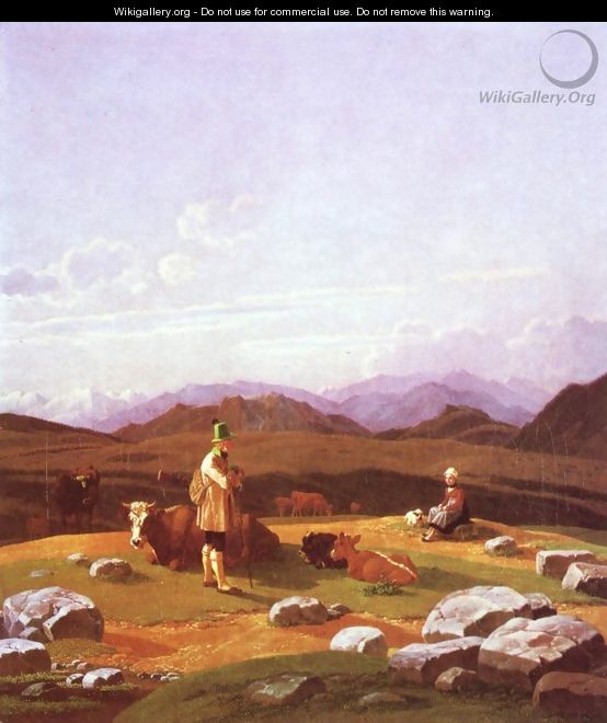 Hunter on the mountain pasture - Wilhelm Von Kobell
