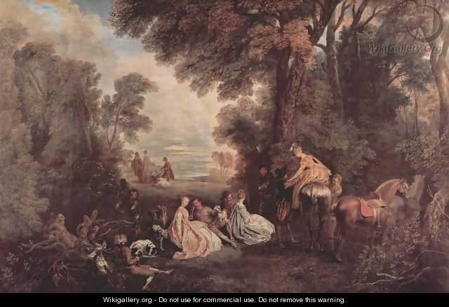 Meeting on the hunting (Rendez-vous de chasse) - Jean-Antoine Watteau
