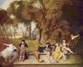 Convivial conversation outdoors - Jean-Antoine Watteau