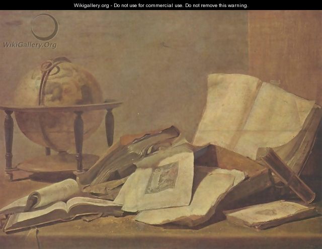 Still life with globe and books - David The Younger Teniers