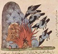 Kalila and Dimna of Bidpai, the owls with their wings make the fire to burn - Syrian Unknown Master
