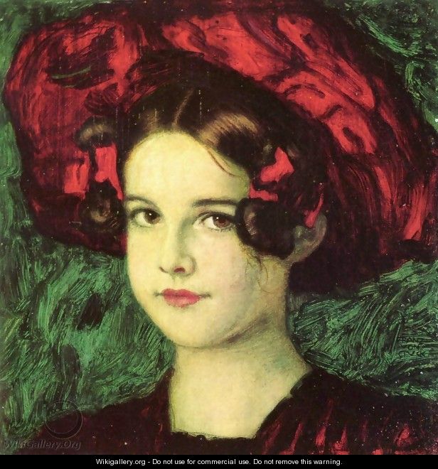 Mary with a red hat - Franz von Stuck