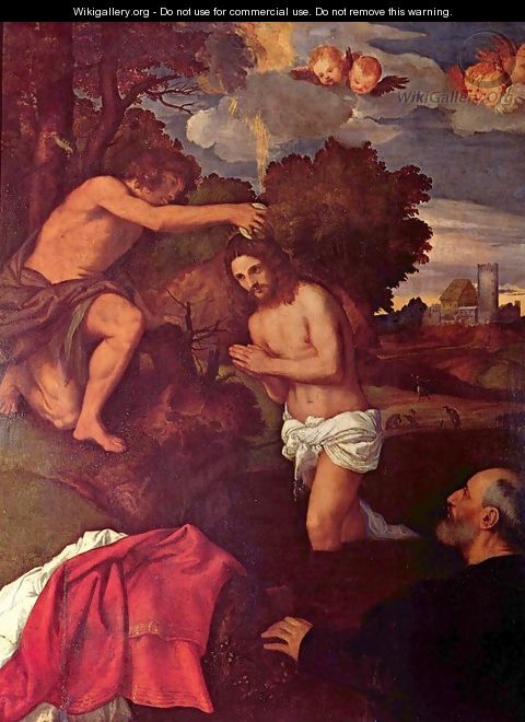 Baptism of Christ with the client Giovanni Ram - Tiziano Vecellio (Titian)